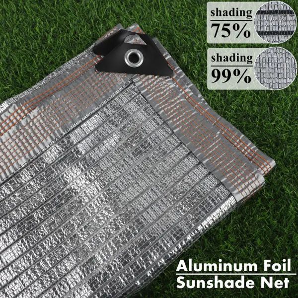 Filets pare-soleil en feuille d'aluminium 75% 99%, filet réfléchissant la lumière, pare-soleil d'extérieur, maille d'ombrage de jardin, voile d'ombrage, auvent de voiture