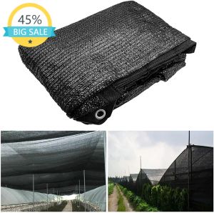 Filets Filet d'ombrage à 90 % de protection solaire, filet noir résistant aux UV pour serre, bord scotché en maille d'ombrage de jardin noir avec œillets