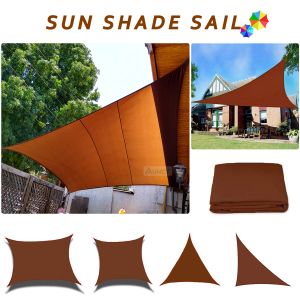 Filets Marron Voile D'ombrage Imperméable Toutes Tailles Carré Rectangle Triangle Jardin Terrasse Auvent UVBlock Ombre Camp Randonnée Auvents de Cour