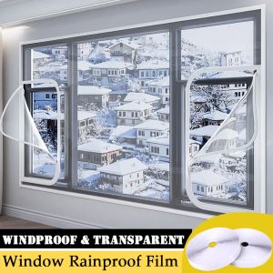 Netten Pas Home Window Winddicht scherm Winter Winter Keep warme film Transparant deurgordijn met rits zelfklevende thermische film
