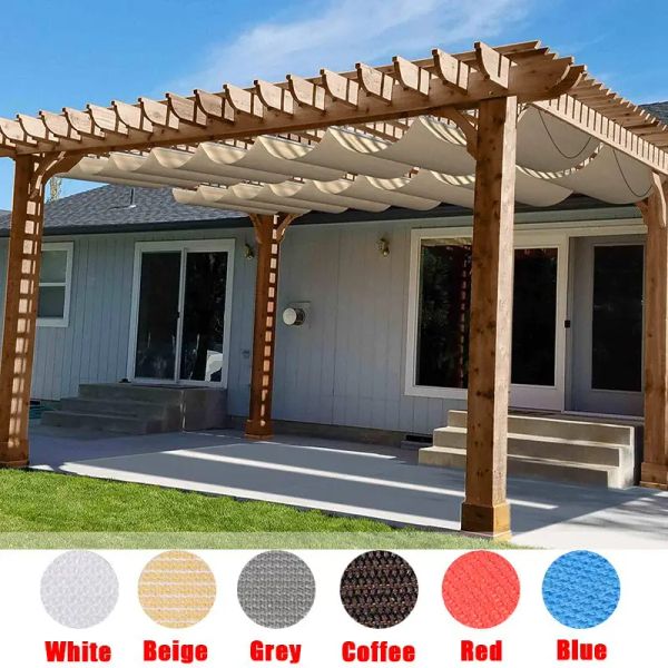 Filets d'ombrage télescopiques pour pergola de jardin, voile d'ombrage pour piscine extérieure, auvent rétractable, balcon, terrasse, abri solaire, auvent en PEHD