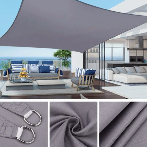 Filets d'ombrage d'extérieur gris 100 % polyester imperméable, voile d'ombrage, auvent de jardin, balcon, voile d'ombrage, tonnelle, terrasse, auvent de camping