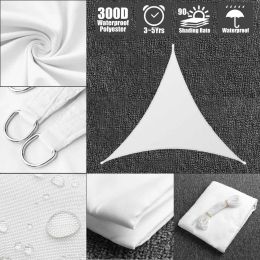 Filets Pur Blanc Polyester Oxford Tissu Auvent Auvent Triangle Voile D'ombrage Soleil Jardin Extérieur Randonnée Cour Voile Auvent camping pergola