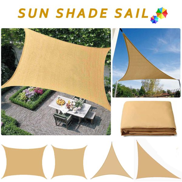 Filets Couleur Sable Toutes les tailles Voile d'ombrage imperméable carré rectangle triangle jardin terrasse auvent piscine ombre camp randonnée cour auvent