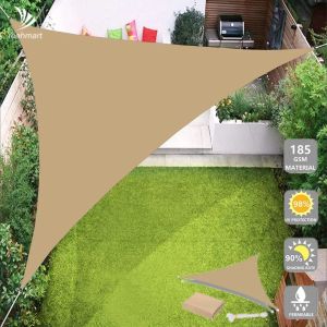 Filets d'ombrage de sable, voile d'ombrage triangulaire, auvent triangulaire, résistant aux UV à 98 %, tissu robuste, tente d'extérieur, jardin, patio, arrière-cour