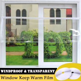 Filets transparents pour fenêtre de maison, film coupe-vent auto-adhésif pour garder au chaud, tissu imperméable détachable, écran coupe-vent d'hiver