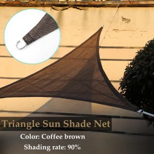 Filets pare-soleil triangulaires, tissus marron, ombrage 90%, extérieur, refroidissement anti-uv, gazébo de jardin, auvent personnalisé