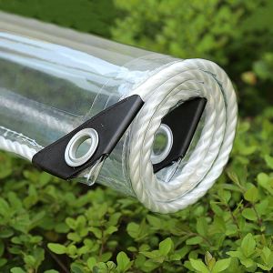 Netten waterdicht transparant PVC zeildoek met oogjes weerbestendig duurzaam luifels opvouwbaar 0,39 mm regenhoes voor tuinmeubelen