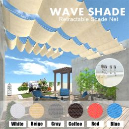 Filets de protection solaire rétractables ondulés, auvent télescopique d'extérieur, voile d'ombrage de jardin, filets de protection solaire pour piscine