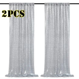 Netting Sequin Fort-trop rideaux 2 panneaux 2x8ft, pour l'anniversaire de mariage de Noël baby shower décoration accessoires photographiques