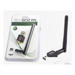 Adaptateurs réseau 150Mbps Usb Wifi carte réseau sans fil adaptateur Lan avec antenne 5Dbi Ieee 802.11N/G/B pour accessoires informatiques Dro Ot2Ig