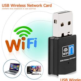 Adaptadores de red 300Mbps Adaptador WiFi RTL8192 CHIPSET 2.4GHz 300M RECEPTOR WIRA INALLADO TARJETA WI-FNGLE para la computadora portátil de PC con caja minorista DHGPE