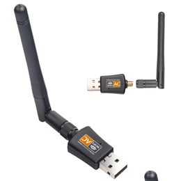 Adaptateurs de réseau 600 Mbps Adaptateur WiFi USB Double bande 2,4 GHz 5 GHz avec antenne PC Mini Carte d'ordinateur Ethernet Receiver Drop Livrot COM UTCHG