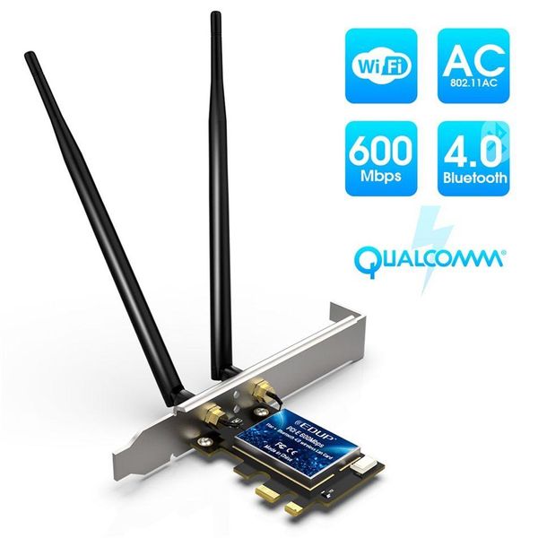 Adaptateurs réseau EDUP 600m WiFi PCI Express Adaptateur Dual Band 5 GHz / 2,4 GHz Carte Bluetooth PCI-E sans fil pour Desktop Win10 / 8/7 Drop del Otbdz