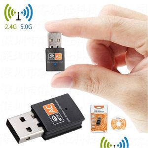 Netwerkadapters USB WiFi Adapter 2.4GHz 5GHz 600Mbps Antenne Dual Band 802.11b/N/G/AC MINI Wireless Computer Card -ontvanger met RET DHM3O