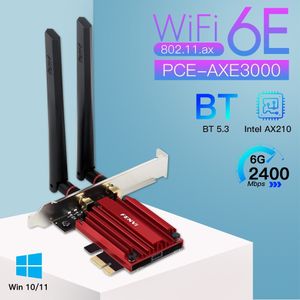 Adaptadores de red WiFi 6E AX210 5374Mbps Tri Band 2.4G / 5G / 6Ghz Adaptador PCIE inalámbrico Compatible Bluetooth 5.3 Tarjeta WiFi de red para PC Win 10/11 230701