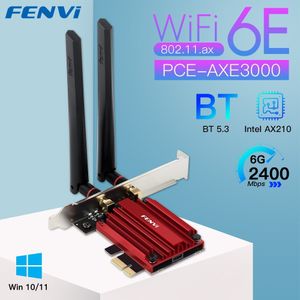 Adaptadores de red WiFi 6E AX210 5374Mbps Tri Band 2.4G5G6Ghz Adaptador PCIE inalámbrico Compatible con Bluetooth 5.3 Tarjeta WiFi de red para PC Win 1011 230713