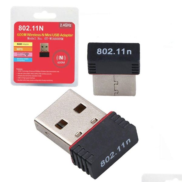 Connecteurs de câbles réseau 600M sans fil-N Mini USB Wifi Adaptateur 150Mbps IEEE 802.11N G B Adaptateurs d'antenne Chipset RTL8188 ETV EUS Card S Otof2