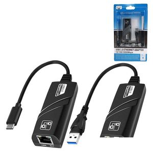 Conectores de cable de red USB 3.0 USB-C Tipo-C a Rj45 100/1000 Gigabit Lan Adaptador Ethernet 100/1000Mbps para /Win Pc 243S con caja Dro Otoz8