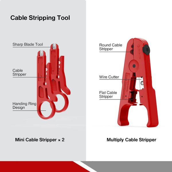 FreeShipping Network Tool Kit AMPCOM 12 en 1 Professionnel Portable Ethernet Maintenance Informatique LAN Cable Tester Repair Set