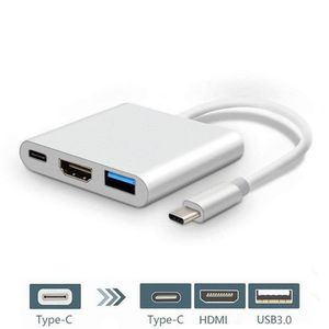 Hub réseau 3 en 1 USB-C 3.1 Type C vers HDMI 4K, câble adaptateur de charge USB 3.0, convertisseur OTG HUB pour ordinateur portable Huawei P50 P40 P30 Mate40 Samsung S20 S11 S10 S9 S8 plus