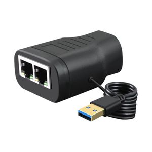 Netwerkhubs 1 naar 2 Extender PVC Ethernet Splitter Converter Socket Connector RJ45 Netwerkadapter met USB-voedingskabel voor Cat5 Cat5e Cat6 230701