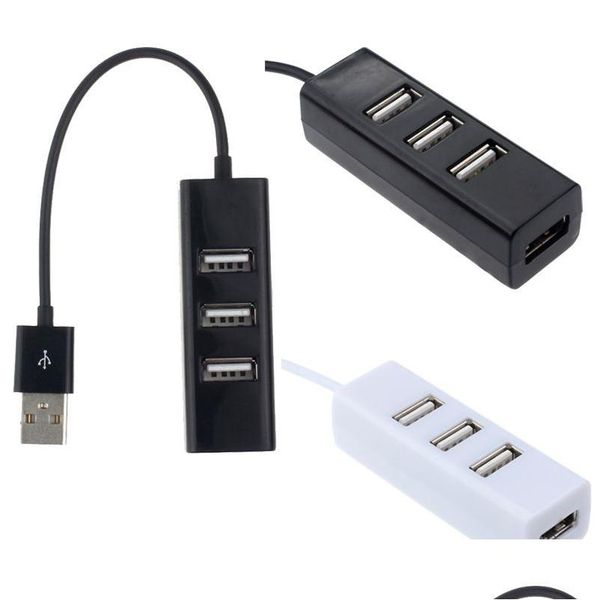 Hubs de réseau Mini 4 ports USB 2.0 Hub Splitter pour ordinateur portable PC Périphériques Accessoires Support Taux de transfert de données 480Mbps Dro Otrsm