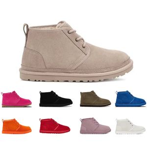 Neumel Boots Designer Tazz Slippers Platformlaarzen Muiltjes Kastanjebont Slippers Schapenvacht Shearling Instapper Suède Bovenwerk Comfort Herfst Winter Schoenen