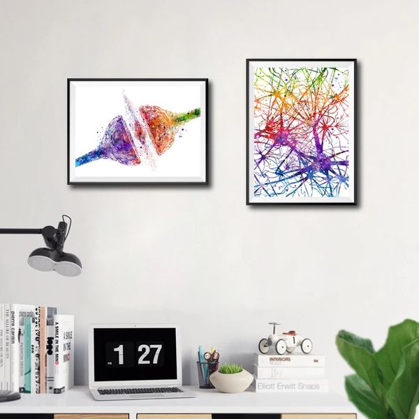 Neuroscience Neurologie Biologie médicale Cadeau Synapse Récepteur Brain Nerve Cell Art Anatomy Affiche poster toile Painting Wall Decor