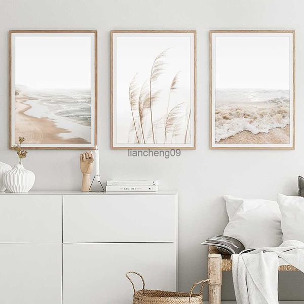 Neutre Plage Affiche Esthétique Pour Mur Art Mural Pampa Herbe Toile Peinture Image Oeuvre Pour Minimaliste Maison Chambre Décor L230620