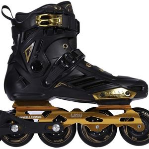 Neutrale zwarte goud fitness inline schaatsen hoogwaardige professionele roller fancy flat schoenen beginner