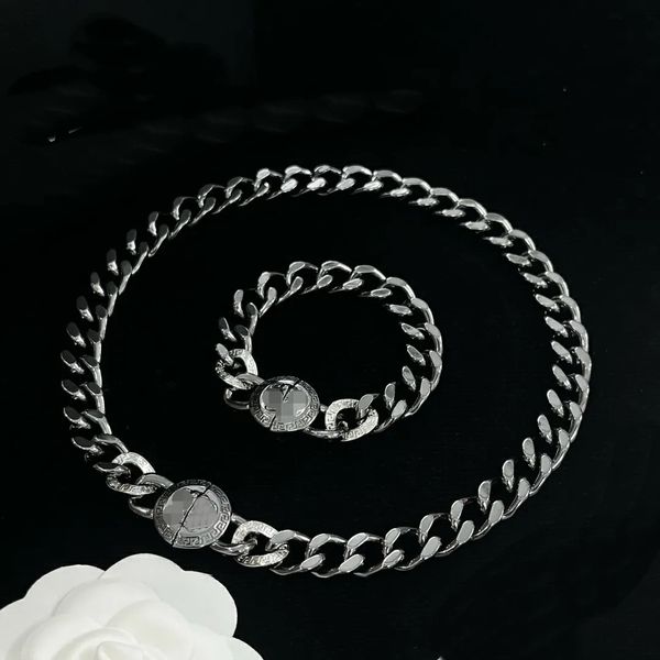 Style neutre Chaîne épaisse Cuba Choker Colliers Bracelet Plaqué Or 18K Hommes Bracelet Femmes Boucles D'oreilles Anneaux Ensembles Hiphop Rock Punk Designer Bijoux XMS26 --02