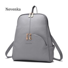 Mini mochila Nevenka, mochilas ligeras para mujer, mochilas de moda para niñas, bolso escolar de cuero para mujer, mochila gris para mujer, negro J19311M