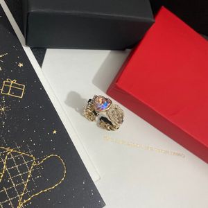 Nooit vervagen merkbrief Ring Goud vergulde koper koper open band ringen modeontwerper luxe kristal hart parelring voor dames bruiloft sieraden geschenken verstelbaar
