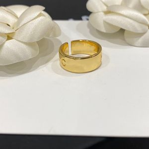 Vervaag nooit Merk Brief Ring Vergulde Messing Koperen Band Ringen Mode Designer Luxe Strass Kristallen Open Ring voor Vrouwen Bruiloft Sieraden Geschenken