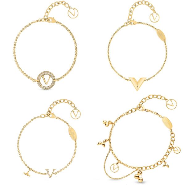 Ne se fanent jamais Chaîne Bracelets Designers 18k Plaqué Or Marque De Luxe Lettre Cercle Mode Femmes Amour En Acier Inoxydable Cuivre Bracelets Fête De Mariage Bijoux Cadeau