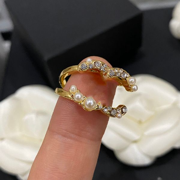 Ne se fane jamais Double lettre anneau en laiton cuivre ouvert bande anneaux créateur de mode hommes femmes pierres précieuses mariage bijoux cadeaux accessoire