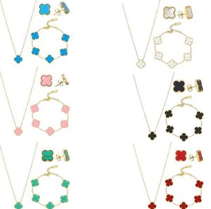 Ne se fanent jamais ensembles de bijoux pendentif mode boucle d'oreille Bracelet collier trèfle à quatre feuilles ensemble chanceux mariage femmes ensembles de bijoux de mariée