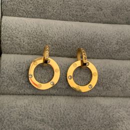 Nunca se desvanezca Diseñador de lujo amor diamante Gota aro 316L Acero inoxidable 18k Oro rosa plata mujeres pendientes niñas boda joyería