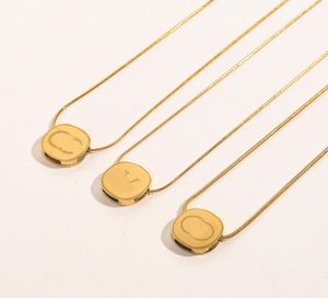 Nooit vervagen 14K GOUD GOLD PLATED LUXury Brand Designer Letter Round Hangers kettingen Roestvrijstalen choker Pendant ketting kralen C6863757