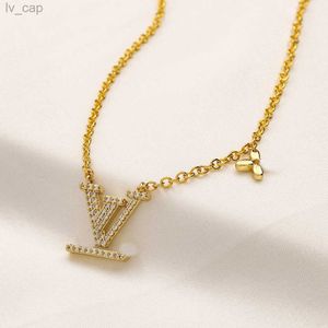 Nooit vervagen van gouden vergulde merkontwerper Hangers kettingen roestvrijstalen brief choker hanglank ketting ketting ketens juwelen accessoires geschenken geen doos