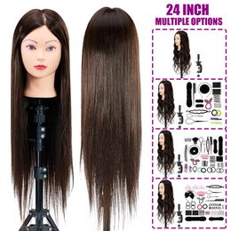 NEVERLAND MANNEQUIN Head 24 pouces Tête d'entraînement pour la tresse Hikin Doll Head With Clat Hair Tools