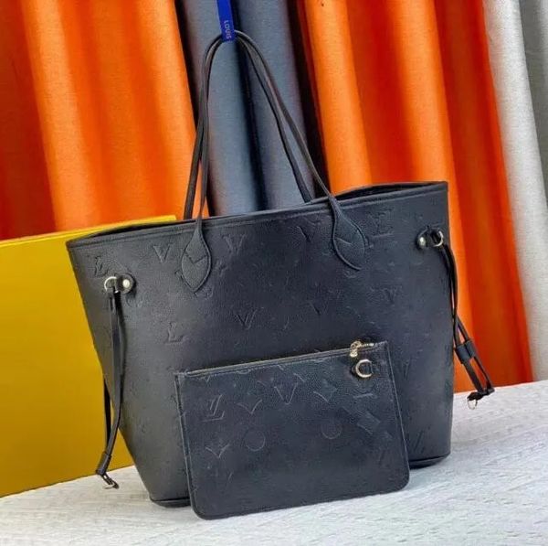 Nevers MM Bolsas de asas completas 2 piezas Conjuntos diseñador para mujer de gran capacidad Bolsa de compras en relieve Negro Blanco Marrón Flores dama Con monedero Monedero M40995