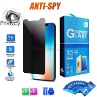 Protecteur d'écran en verre trempé anti-espionnage pour iPhone 11 12 13 14 PRO MAX Plus XR XS 7 8 PLUS avec emballage de boîte de vente au détail