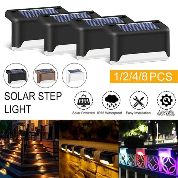 Nouveau 1/2/4/8 pièces LED lampe solaire chemin escalier extérieur étanche applique murale jardin paysage étape pont lumières balcon clôture lumière solaire