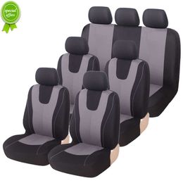 NIEUW 1/2/5/5/7SAP Auto -stoel Covers passen de meeste autolruck SUV Ademende polyester doek Auto Seat Protector Universal Interior Accessoires