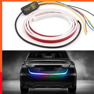 Nuevo 1,2 m 12V coche cuatro colores flujo tipo 36 LED tira para puerta trasera de coche impermeable Auto freno conducción señal de giro luz colorida azul hielo