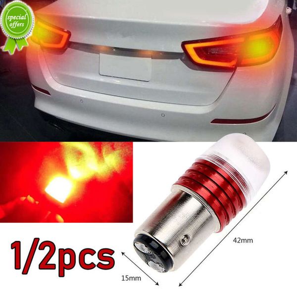 Luz trasera de frenos para coche, lámpara LED estroboscópica para destellear, bombilla de luz de advertencia para motocicleta, luz roja más fuerte, luz trasera LED de 12V, 1/2 Uds.