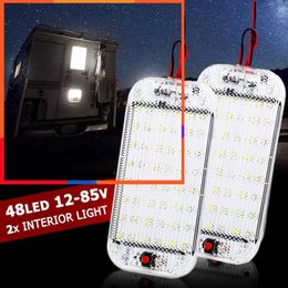 Nieuwe 1/2 Pcs DC12-85V 48LED Auto Voertuig Interieur Koepel Dak Plafond Leeslamp Lamp Ultra Led Voor Van driewieler Auto Interieur Verlichting