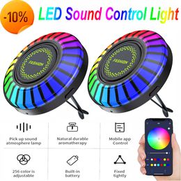 Nouveau 1/2x Sound Control LED Light RGB App Control Music Car Rhythm Ambient Light 3D LED Pickup lamp Car Air Freshener 256 Couleurs